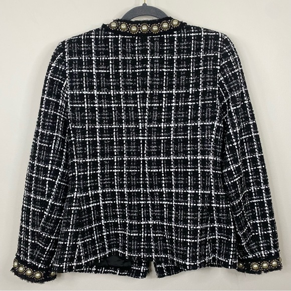 NWT Alice + Olivia Carmen Embellished Tweed Wool Blend Blazer size 6 - Picture 13 of 15